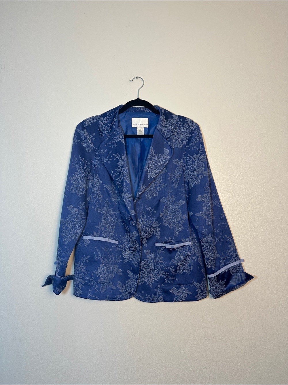 Susan Graver Blue Floral Blazer Jacket